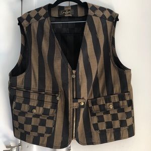 Auth Fendi Pequin Zucca Check Brown Vest